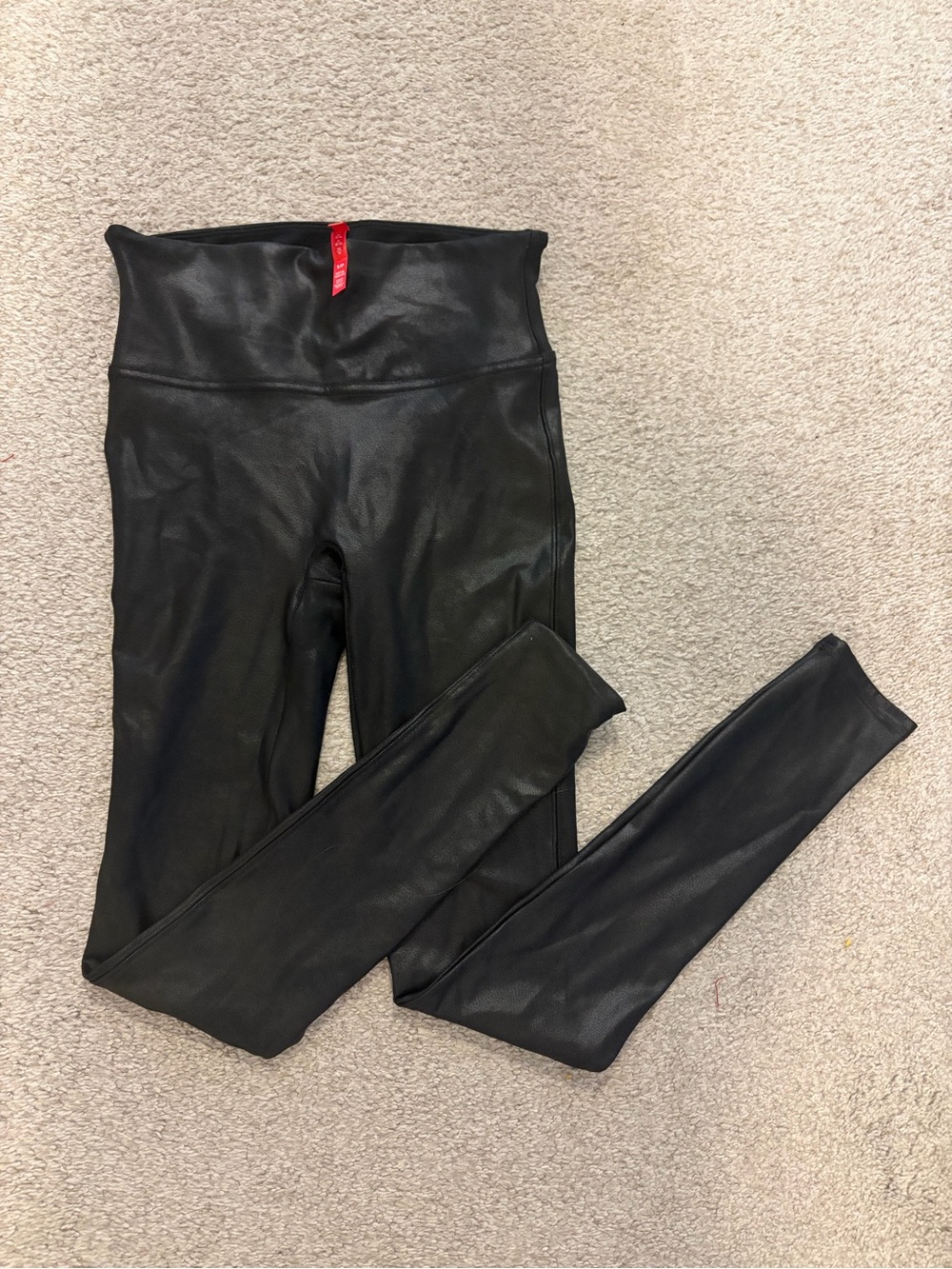 SPANX Faux Leather High-Waist Leggings in Black